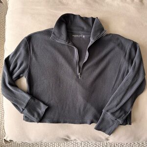Abercrombie & Fitch Navy Ribbed Half-Zip Pullover